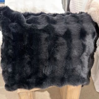 Hiend Cottontail Faux Fur 3pc Comforter Set-QUEEN-Black