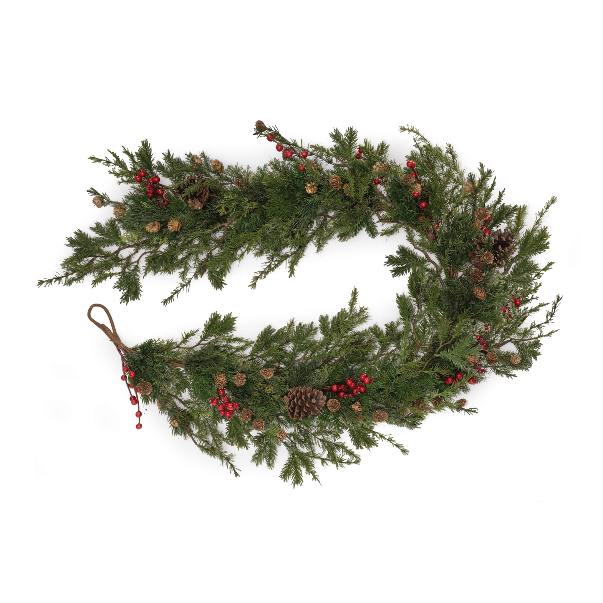 Melrose 13226 Mixed Pine Garland & Berries 6'L