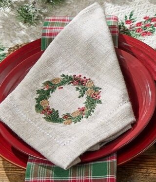 Park Design Boxwood & Pine Wreath Napkin