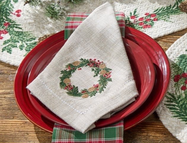 Park Design Boxwood & Pine Wreath Napkin