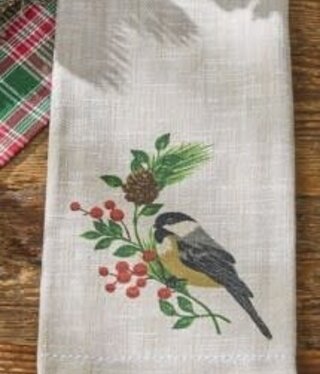 Park Design Boxwood & Pine Chickadee Dishtowel