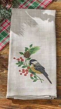 Park Design Boxwood & Pine Chickadee Dishtowel