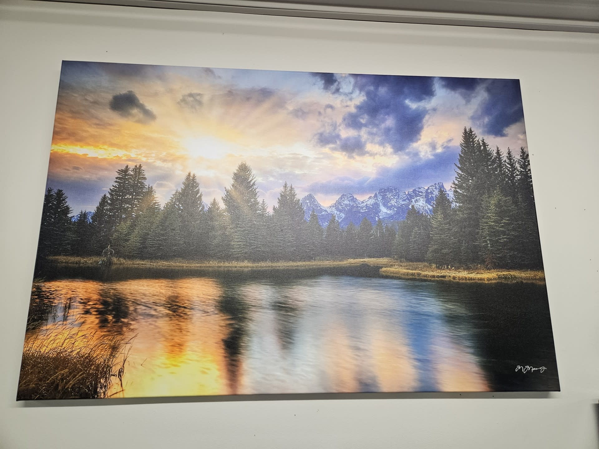 Rocky Mountain Pub Last Light Reflections 36x54 Wrap