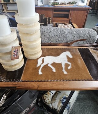 Gaucho Wide Cowhide Table Runner w/Horse 3.5"x14"