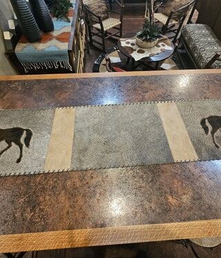 Gaucho Large HORSE Cowhide Table Runner 7'x14"