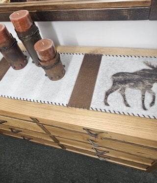 Gaucho Large MOOSE Cowhide Table Runner 7'x14"