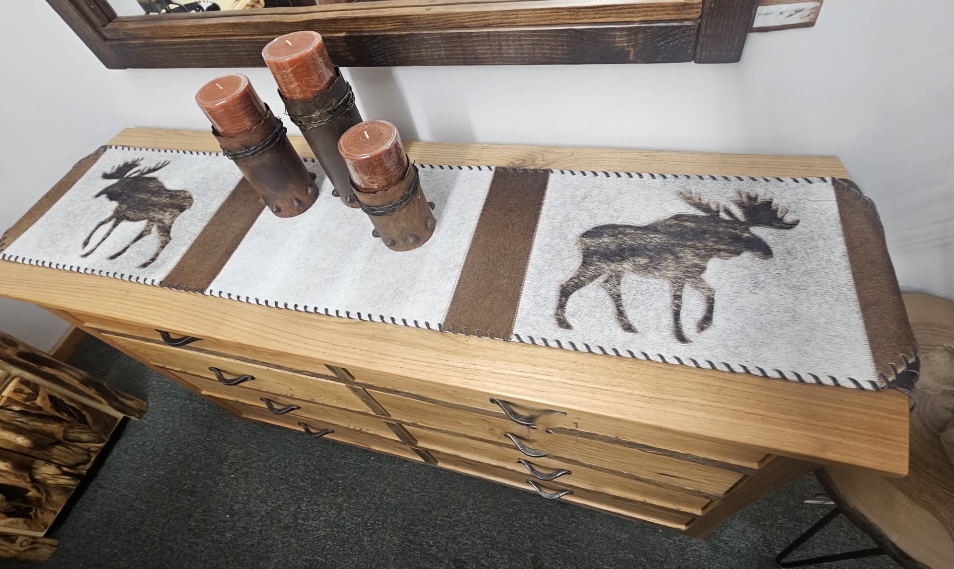 Gaucho Large MOOSE Cowhide Table Runner 7'x14"