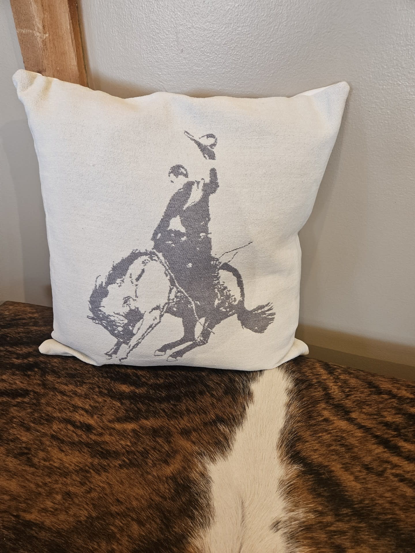 Hiend Bucking Bronco Chenille Jacquard Pillow  20x20