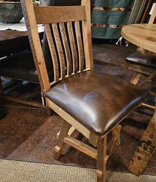 ALBC Swivel Barnwood Counter Stool w/upholstered Seat