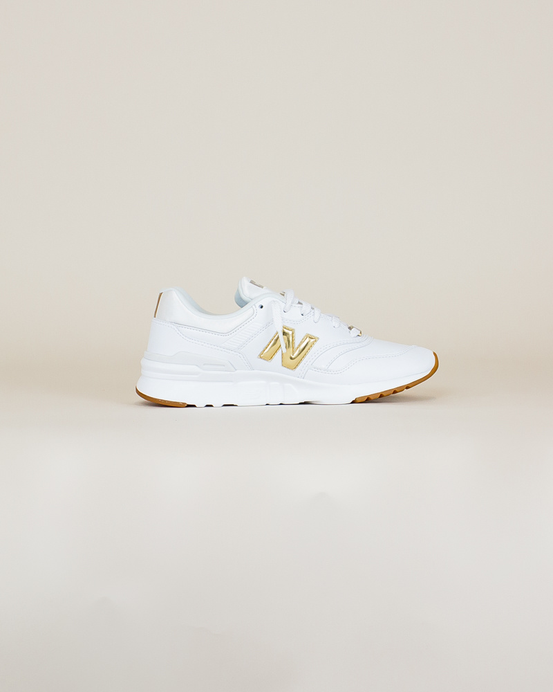 new balance white and gold