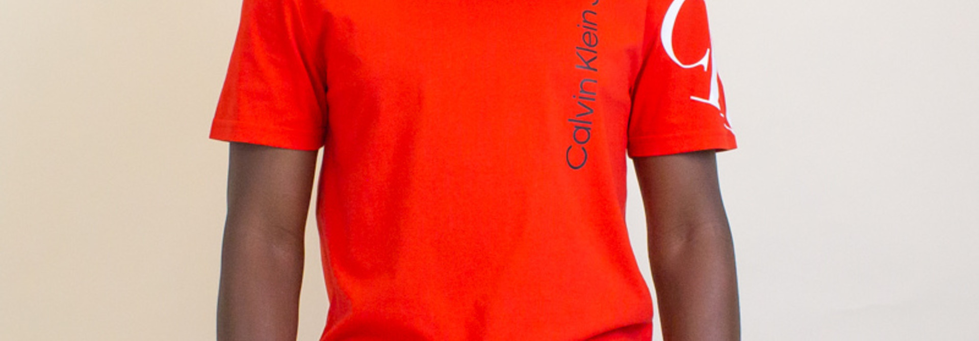 Calvin Klein Tilt Monogram Logo Crew Tee - Red