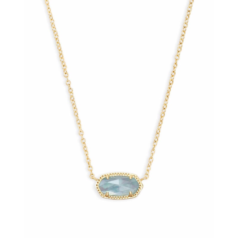 Kendra Scott Elisa Gold Pendant Necklace In Light Blue Illusion