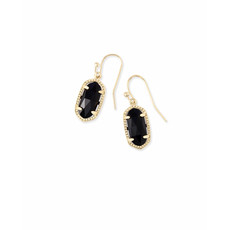 Kendra Scott Lee Gold Drop Earrings In Black Opaque Glass