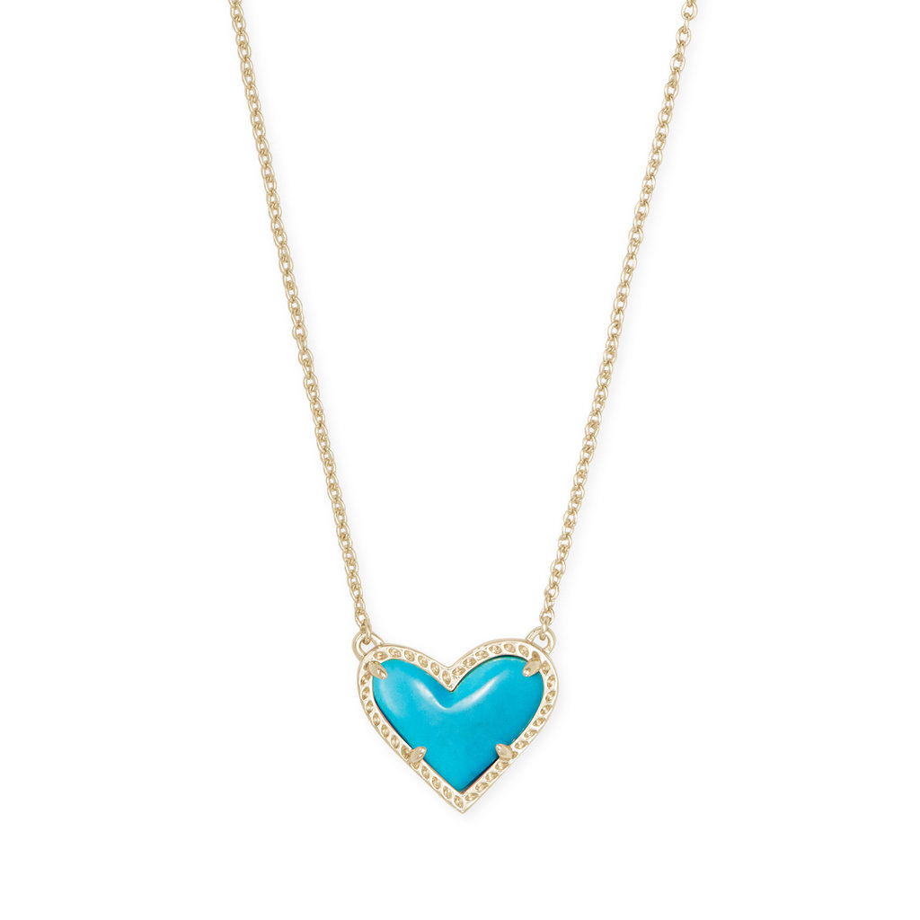 Kendra Scott Ari Heart Gold Short Pendant Necklace In Turquoise Magnesite
