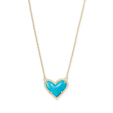 Kendra Scott Ari Heart Gold Short Pendant Necklace In Turquoise Magnesite