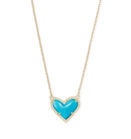 Kendra Scott Ari Heart Gold Short Pendant Necklace In Turquoise Magnesite