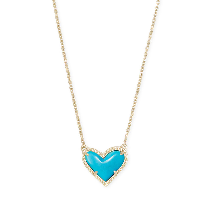 Kendra Scott Ari Heart Gold Short Pendant Necklace In Turquoise Magnesite