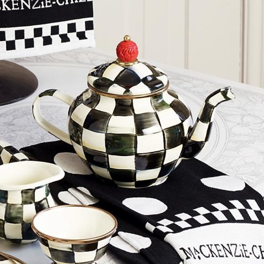 MacKenzie-Childs Courtly Check Enamel Teapot - 4 Cup