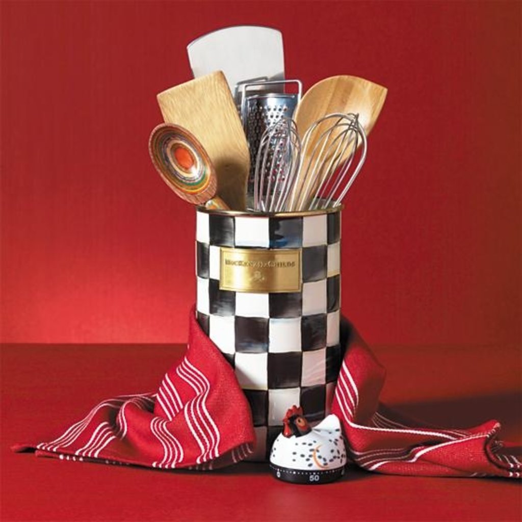 MacKenzie-Childs Courtly Check Enamel Utensil Holder