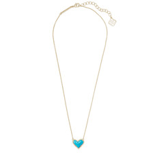 Kendra Scott Ari Heart Gold Short Pendant Necklace In Turquoise Magnesite