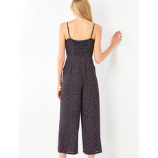 Bee Boutique Black Polka Dot with Ruffle Detail Jumpsuit