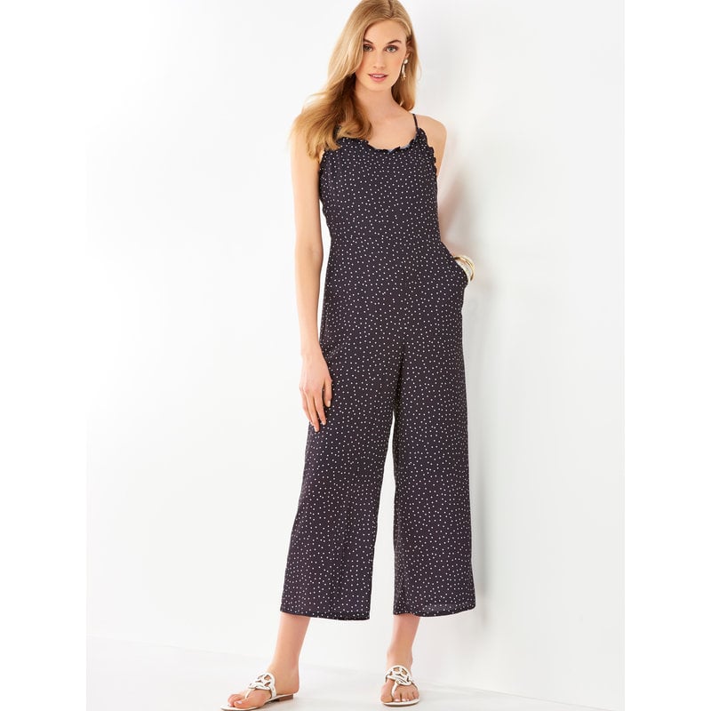 Bee Boutique Black Polka Dot with Ruffle Detail Jumpsuit