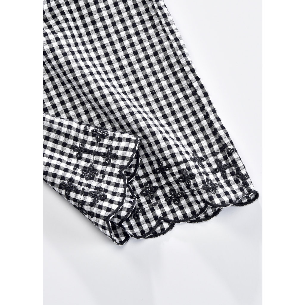 Bee Boutique Gingham Pants with Embroidery