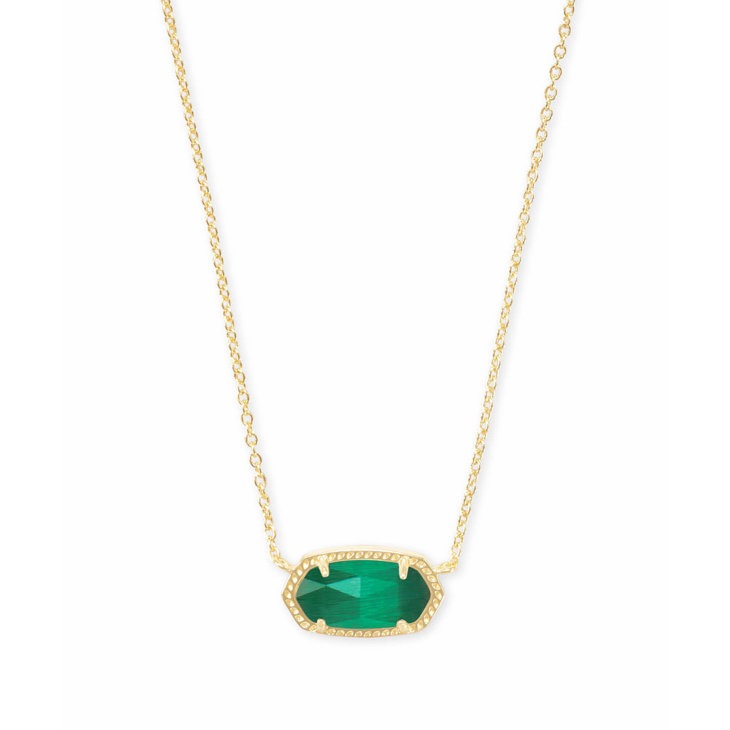 Kendra Scott Kendra Scott Elisa Gold Pendant Necklace In Emerald Cat's Eye