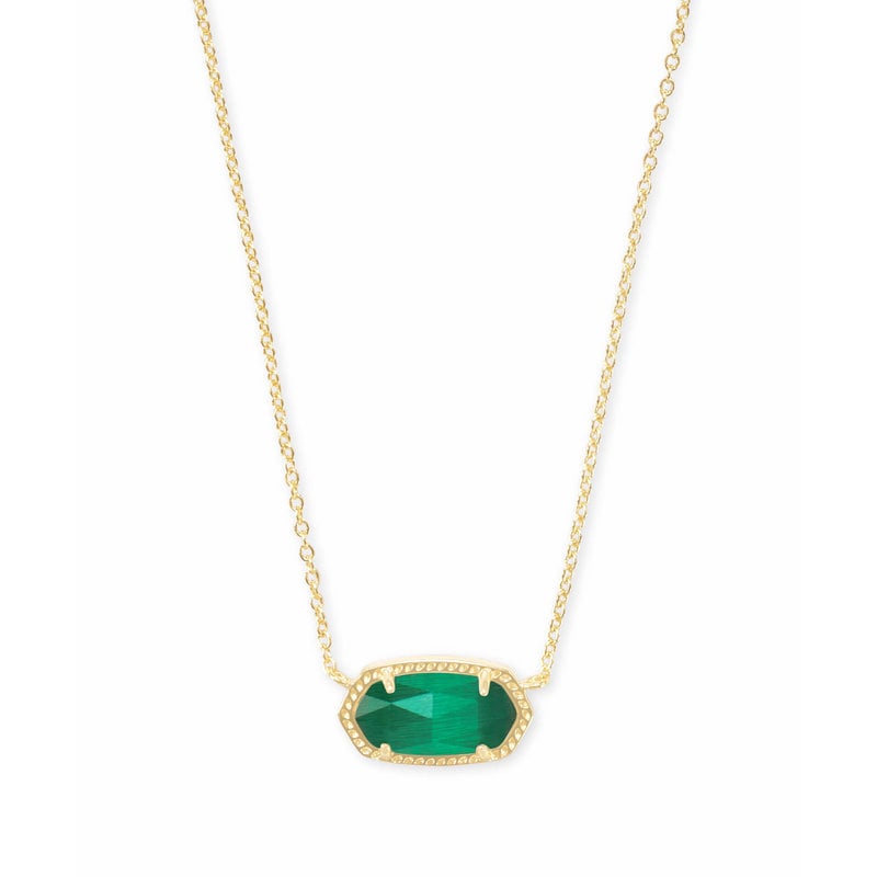 Kendra Scott Elisa Gold Pendant Necklace In Emerald Cat's Eye