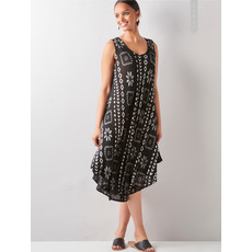 Bee Boutique Black Print Handkerchief Hem Dress