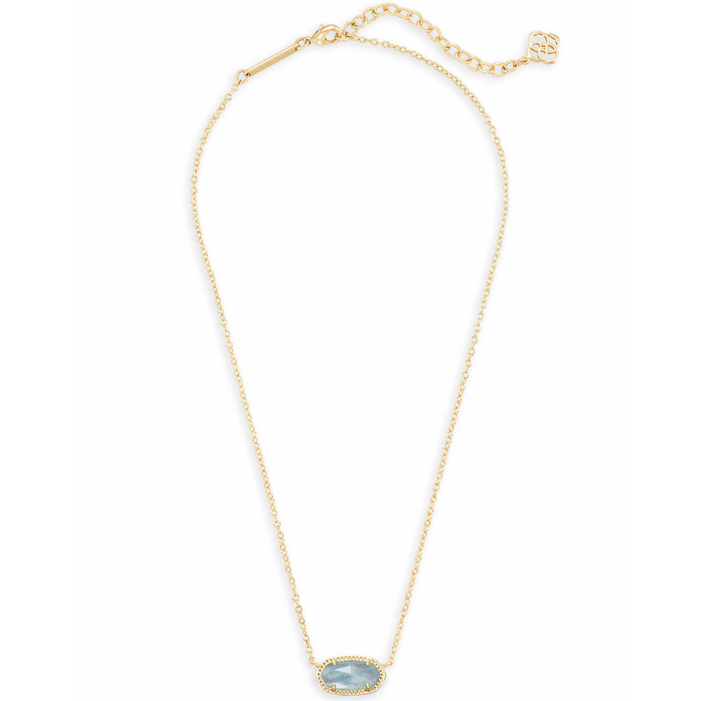 Kendra Scott Kendra Scott Elisa Gold Pendant Necklace In Light Blue Illusion