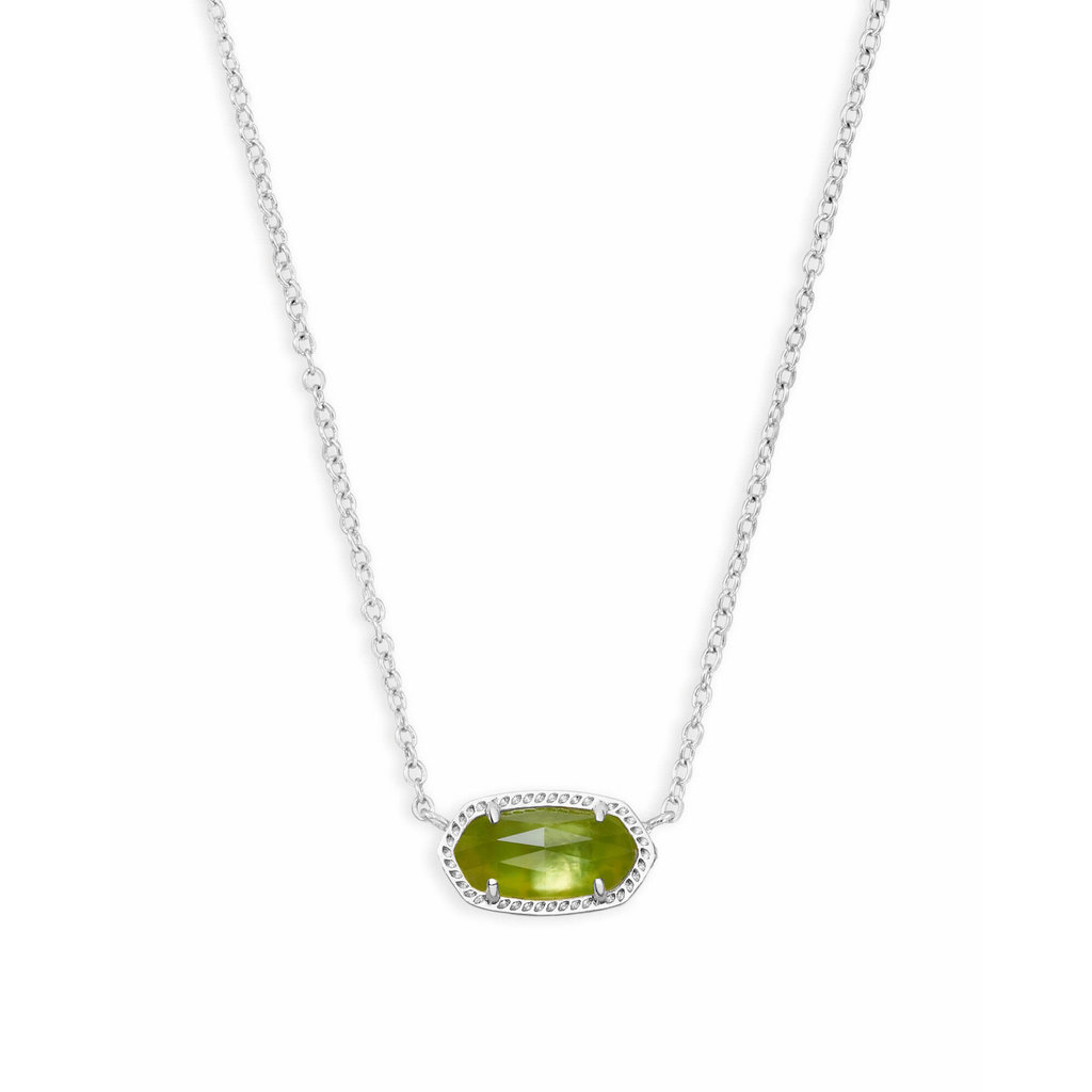 Kendra Scott Elisa Silver Pendant Necklace In Peridot Illusion