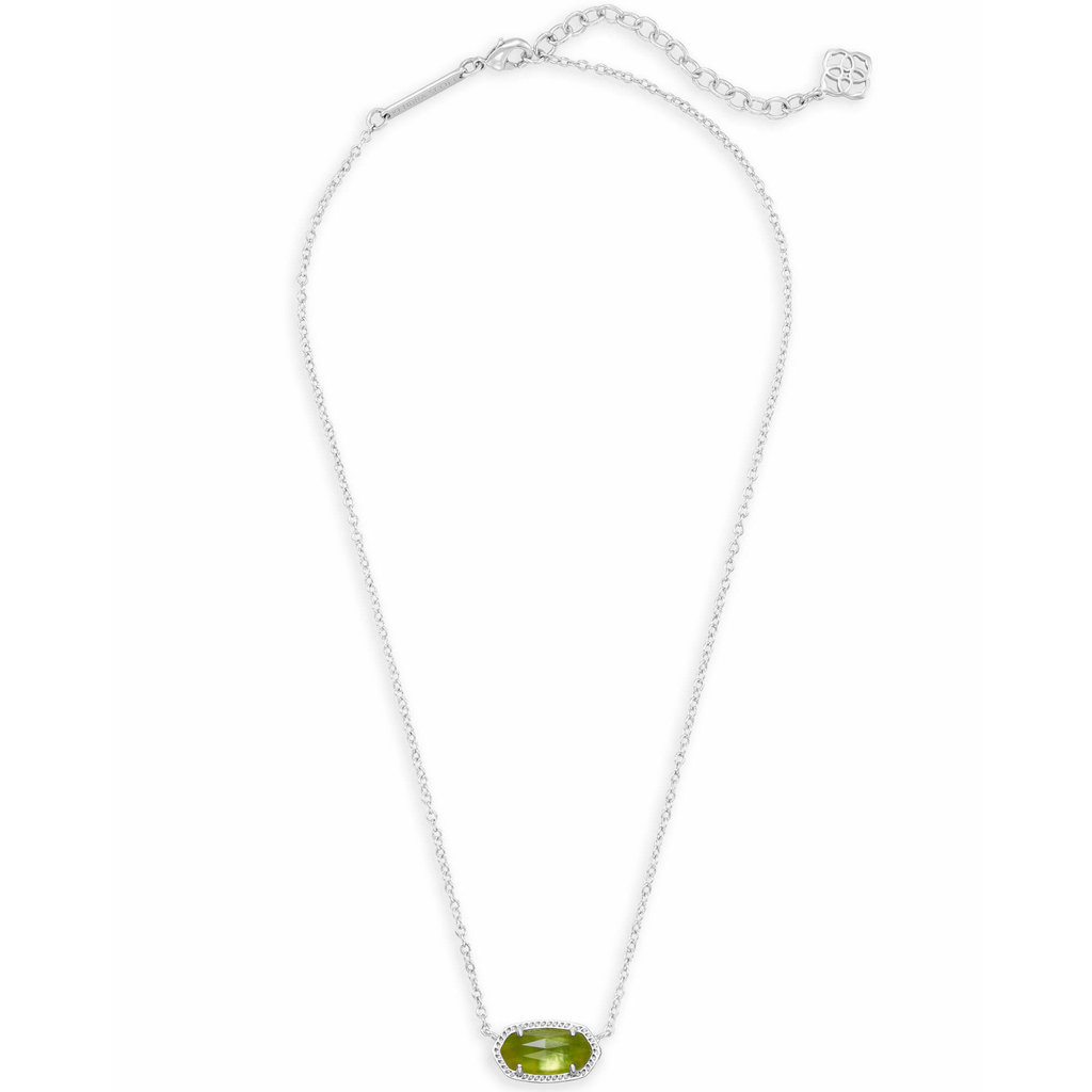 Kendra Scott Elisa Silver Pendant Necklace In Peridot Illusion