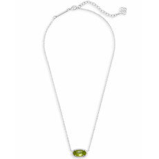 Kendra Scott Elisa Silver Pendant Necklace In Peridot Illusion