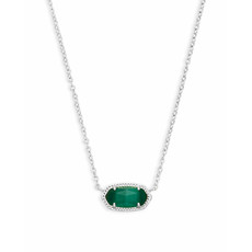 Kendra Scott Kendra Scott Elisa Silver Pendant Necklace In Emerald Cats Eye