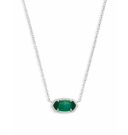 Kendra Scott Elisa Silver Pendant Necklace In Emerald Cats Eye
