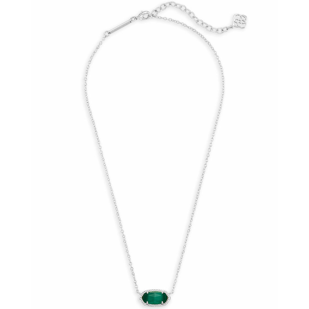 Kendra Scott Kendra Scott Elisa Silver Pendant Necklace In Emerald Cats Eye