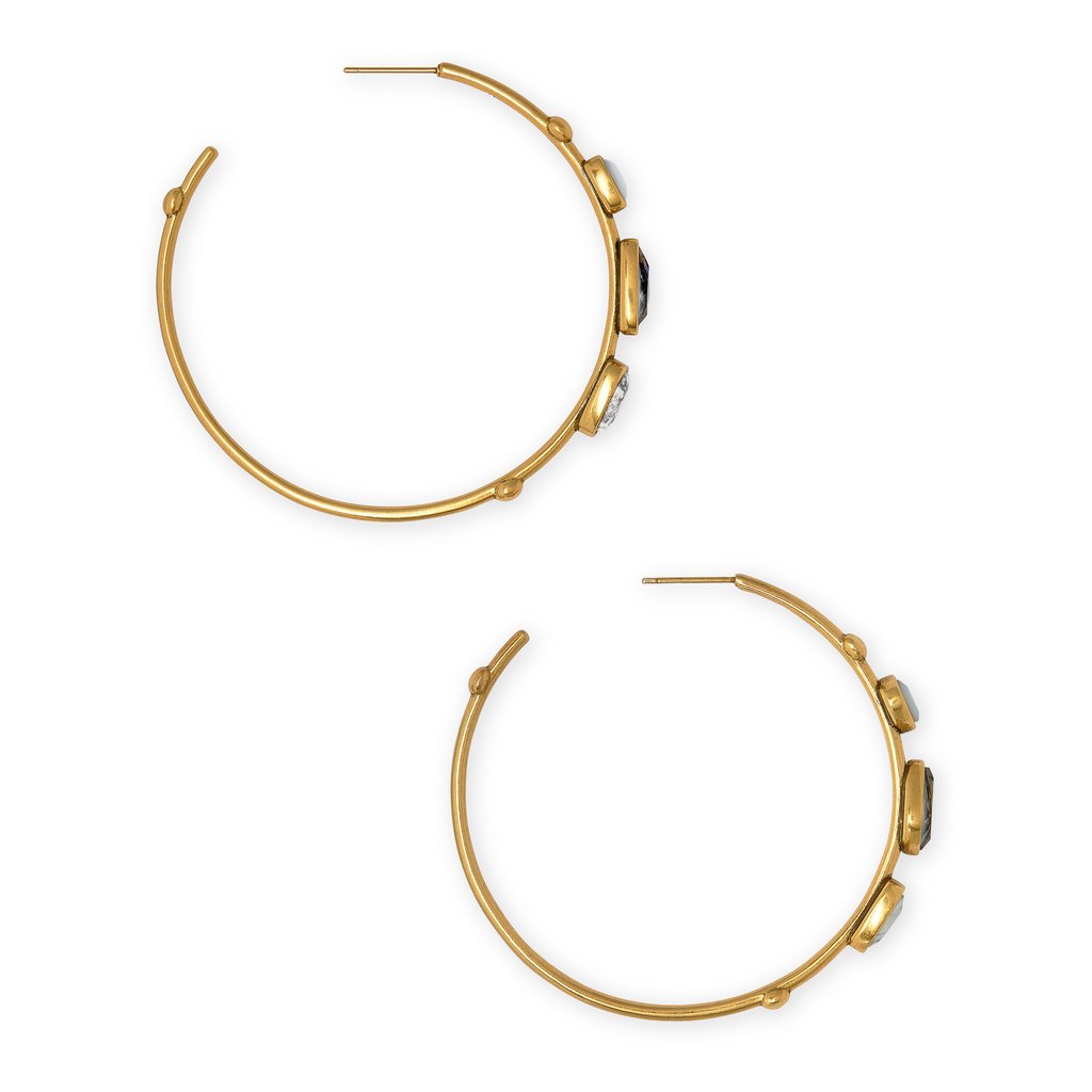 Kendra Scott Ivy Hoop Earring Vintage Gold White Abalone Mix
