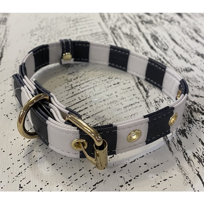 Southbank's Black & White Stripe Dog Collar