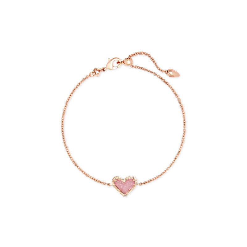 Kendra Scott Ari Heart Bracelet Gold Light Pink Drusy