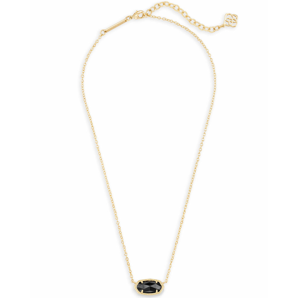 Kendra Scott Elisa Gold Pendant Necklace In Black Opaque Glass