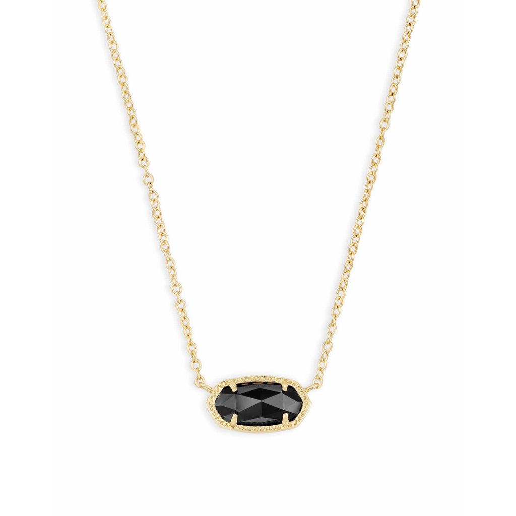 Kendra Scott Elisa Gold Pendant Necklace In Black Opaque Glass