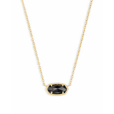 Kendra Scott Elisa Gold Pendant Necklace In Black Opaque Glass