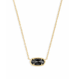 Kendra Scott Elisa Gold Pendant Necklace In Black Opaque Glass