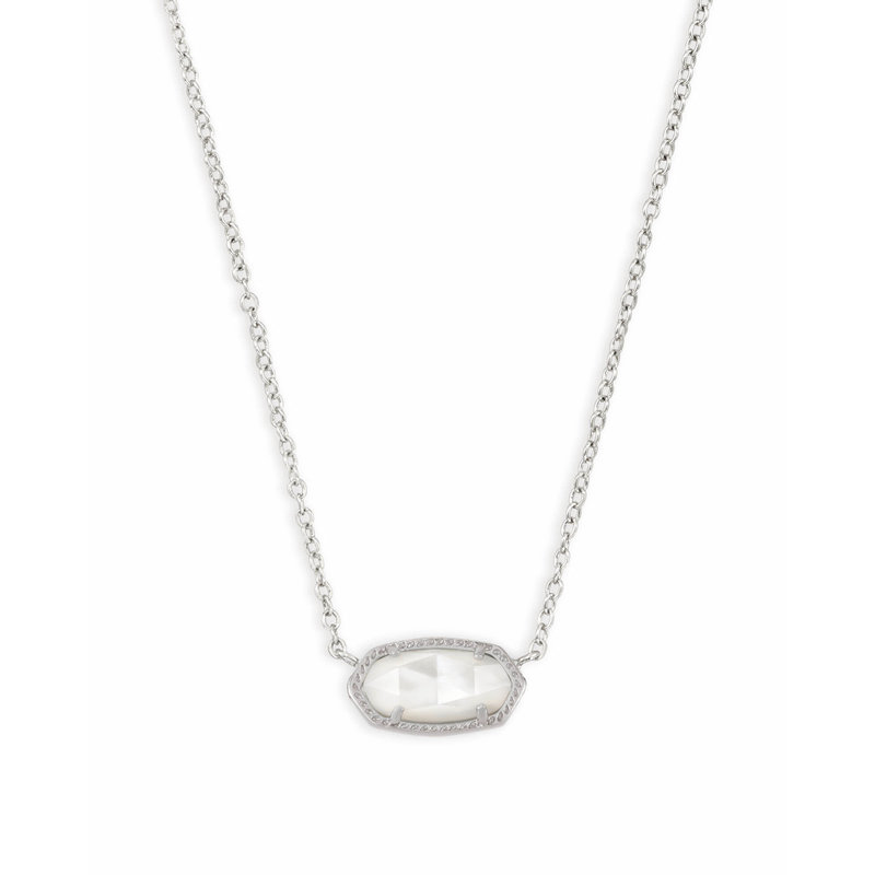 Kendra Scott Elisa Silver Short Pendant Necklace In Ivory Mother-Of-Pearl