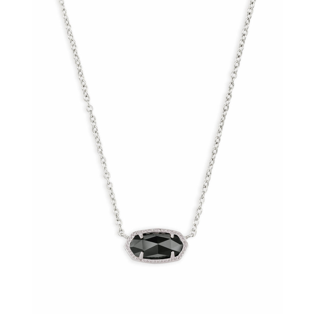 Kendra Scott Kendra Scott Elisa Silver Pendant Necklace In Black Opaque Glass