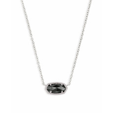 Kendra Scott Kendra Scott Elisa Silver Pendant Necklace In Black Opaque Glass