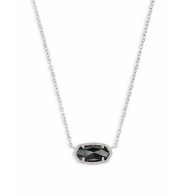 Kendra Scott Elisa Silver Pendant Necklace In Black Opaque Glass
