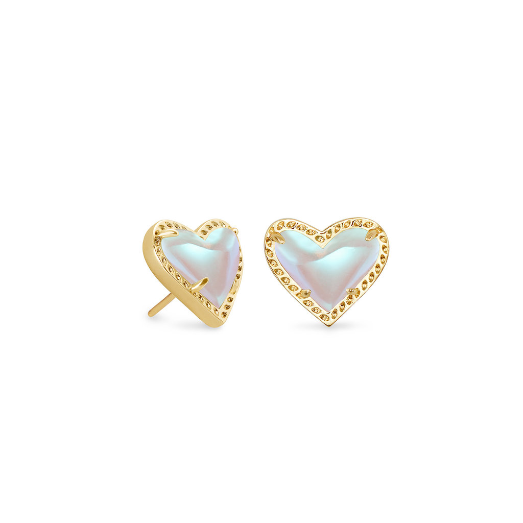 Kendra Scott Ari Heart Gold Stud Dichroic Glass*