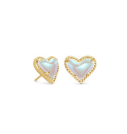 Kendra Scott Ari Heart Gold Stud Dichroic Glass*